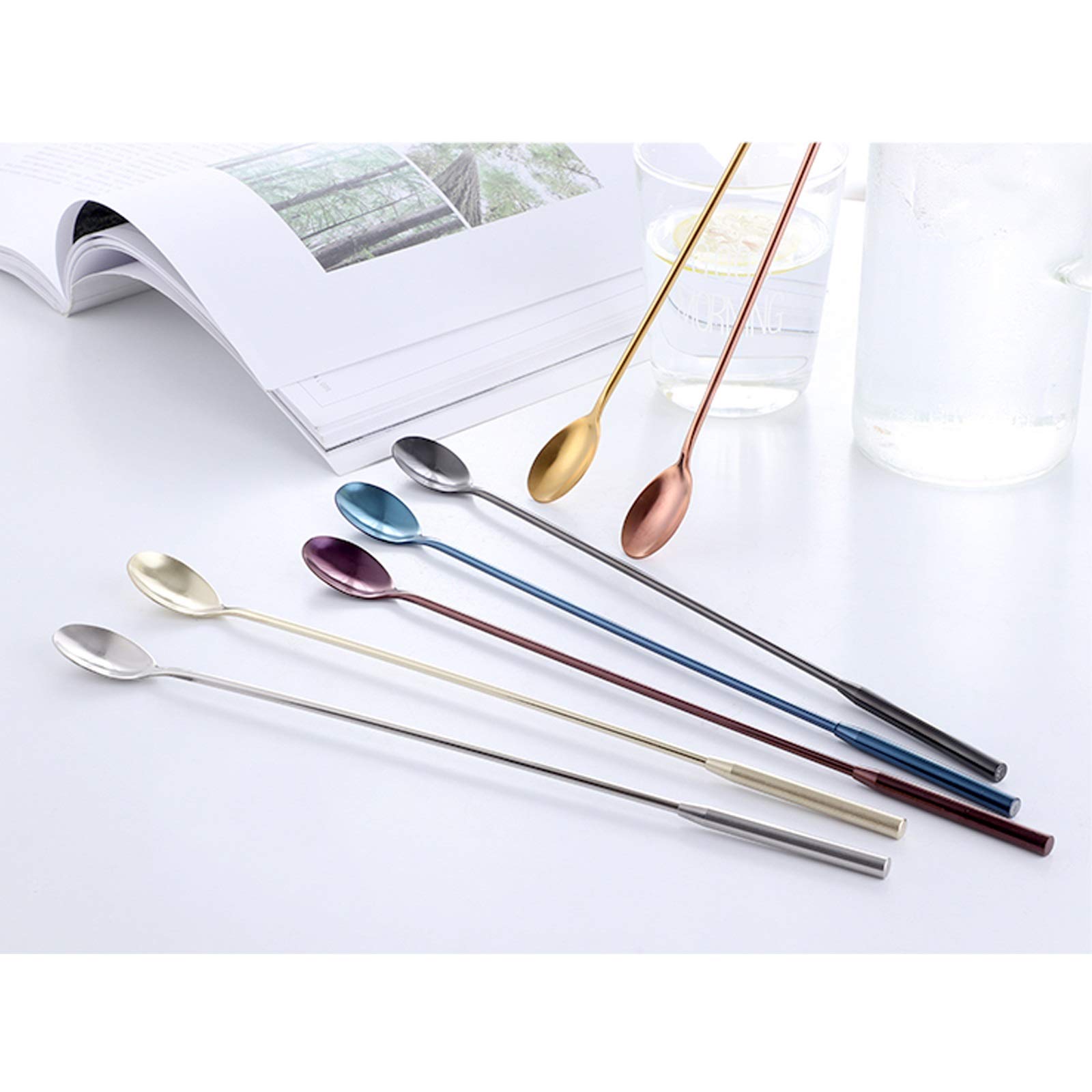 Cucchiai cinesi Cucchiaino da cucchiaino lungo in acciaio inox, soffocare cucchiaini for cucchiai da cucchiaio da cucchiaio for caffettiera Mischio lungo cucchiaio, adatto for uso quotidiano (7pcs) Cu