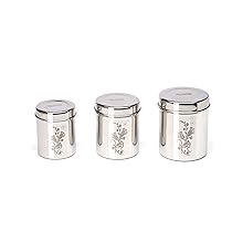 Sumeet Designer Stainless Steel Vertical Canisters/Ubha Dabba/Storage Containers Set of 3Pc (400ml,500ml,750ml)