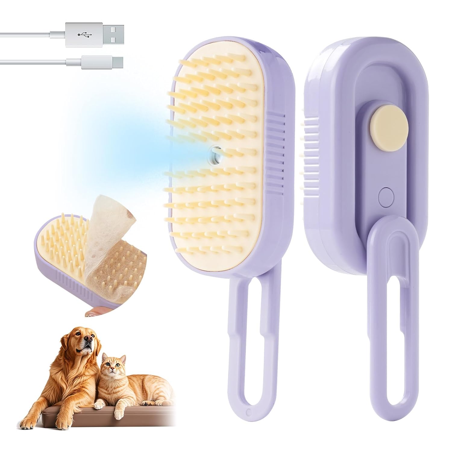 Soft 3-in-1 Silisone Spray Brush, Upgraded for Shedding, Cleaning and Spa Massage, Hair Removal, Best Water Steam Brush for indoor Long or Short Haired Cat and Dog (White, Handle) Soft 3-in-1 Silisone Spray Brush, Upgraded for Shedding, Cleaning and Spa Massage, Hair Removal, Best Water Steam Brush for indoor Long or Short Haired Cat and Dog (White, Handle)