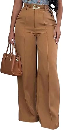 Women Business Casual Baggy Pants Trendy High Waisted Straight Wide Leg Trousers Work Office Clothes