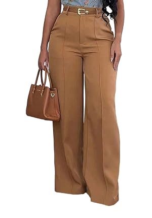 Women Business Casual Baggy Pants Trendy High Waisted Straight Wide Leg Trousers Work Office Clothes