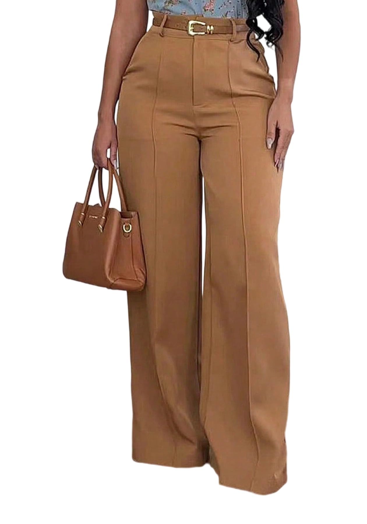 Women Business Casual Baggy Pants Trendy High Waisted Straight Wide Leg Trousers Work Office Clothes