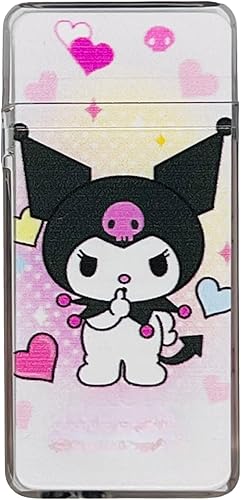 Miniatura 4 de NIVEK Encendedor que brilla en la oscuridad Kitty KT Cat Melody Kuroomi personaje japonés Kawaii Pink Flame Jet Torch recargable (Kulomi)