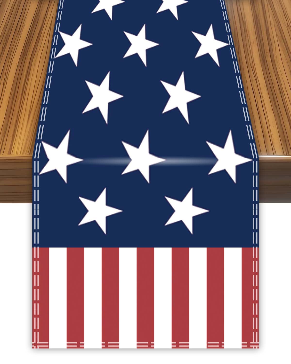 USA America Table Runner,United States American Flag Tablecolth for Dining Home Decor