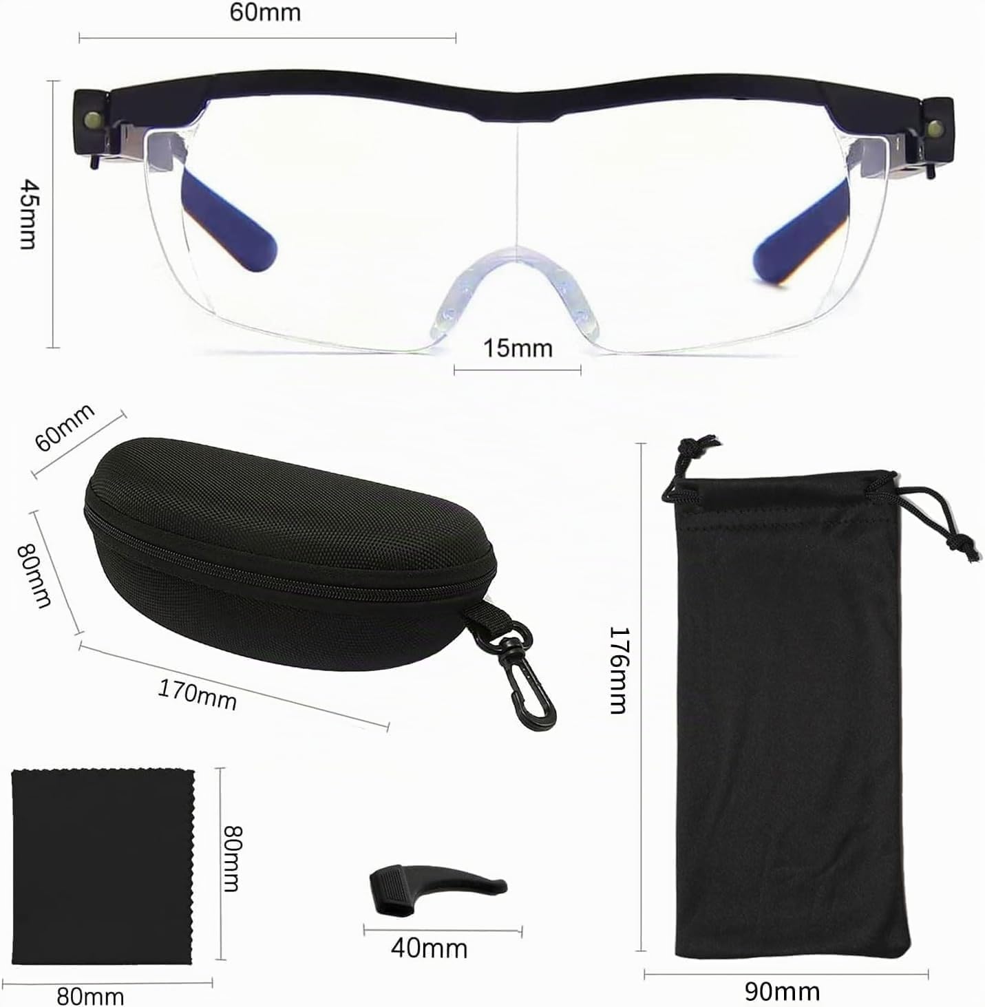 Gafas de aumento 300% con luz LED recargable, lupa de planchado, aumento manos libres para leer, bordar, pasatiempos y costura