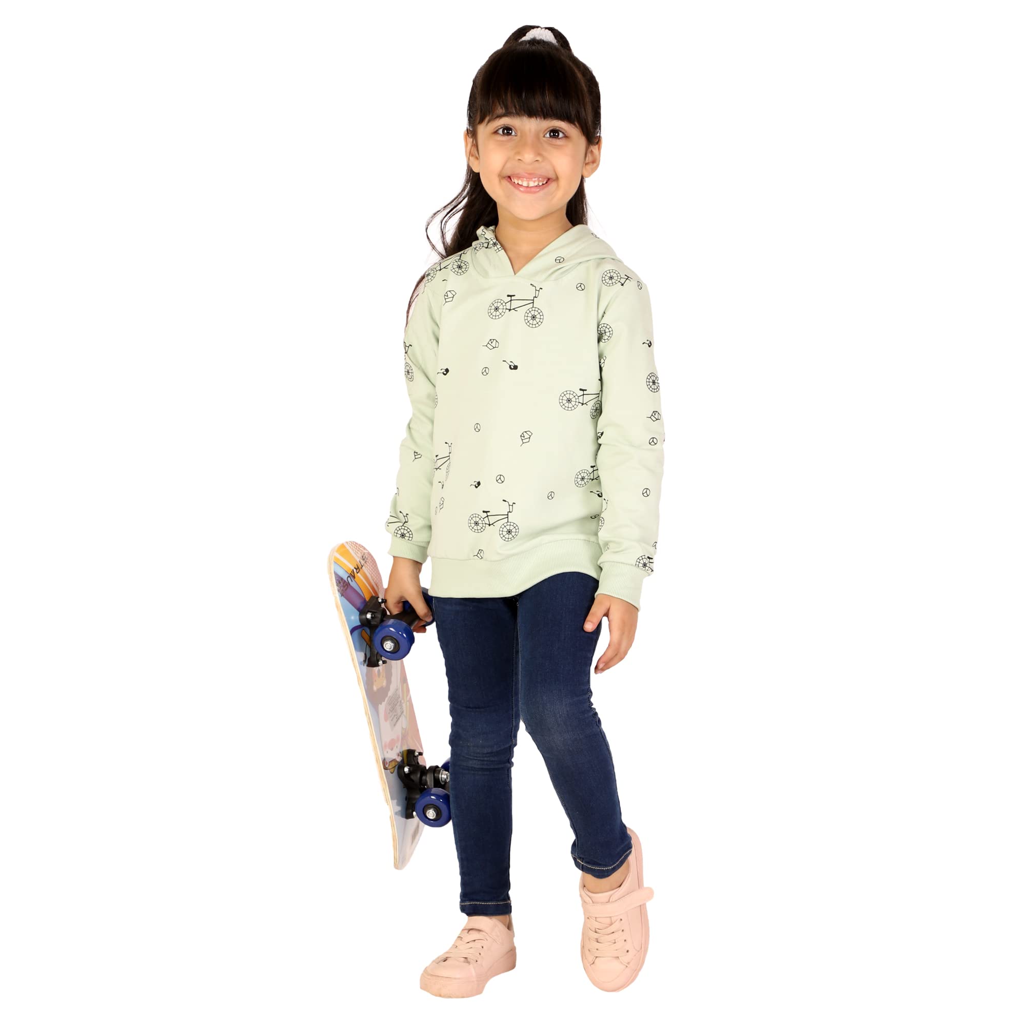 Onpoint Baby Girls Sea Salt Color Cotton Blend Hooded Neck Printed Full Sleeve Sweatshirt Hoodie-18(0 to 12 Month) 2