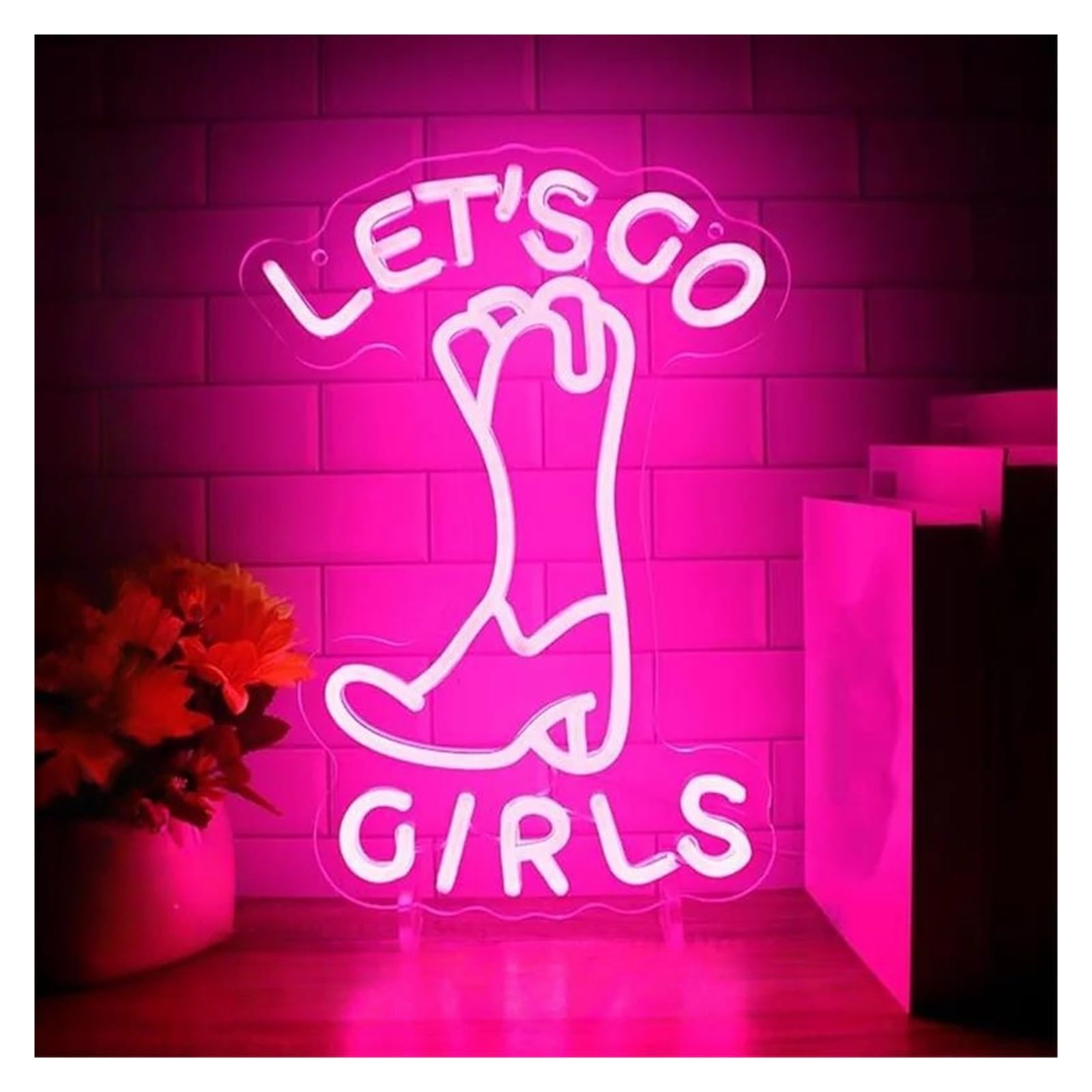SHOUXI Sign Lamp Handmade Neon Signs USB Powered Leti'S Go Girls Neon Lights Suitable for Children's Room Bistro Store Decor 27cmx38cm