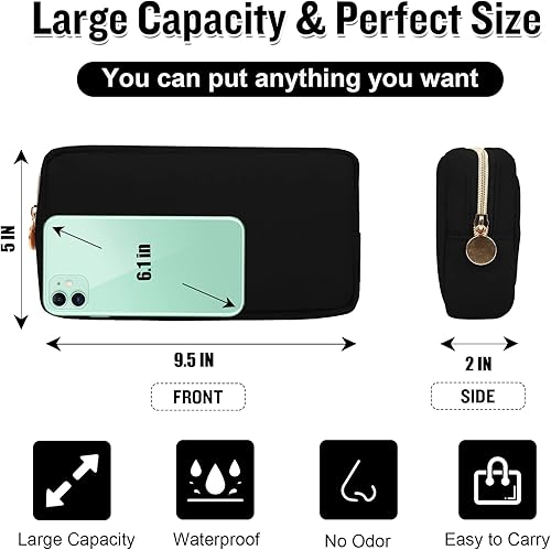 Miniatura 2 de izuzta Bolsa de maquillaje de nylon organizador lindo viaje Preppy bolsa de monedas cosmética, Negro -