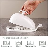 Vista 4 de DOWAN Mantequillera de Porcelana con Línea de Medición para Cortar, Mantequillera Grande con Forma de Ballena con Tapa de Diseño Antideslizante