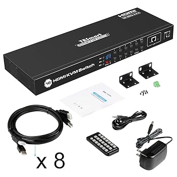 TESmart KVM Switch 16入力1出力 HDMI KVM switch 16 port 4K60Hz Autoscan, Rackmount, RS232