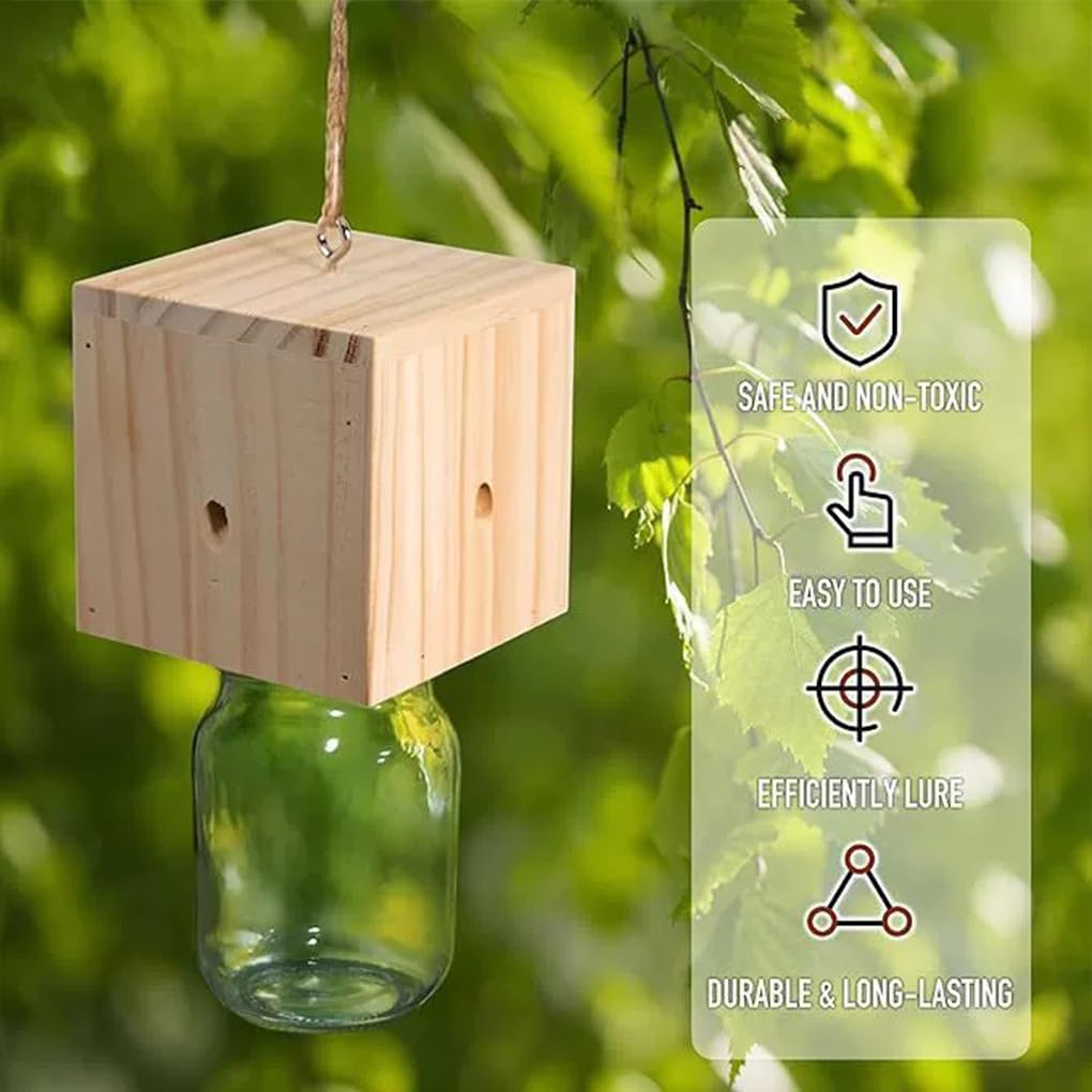 Trampa para Abejas carpinteras con Caja Fuerte Desmontable. Atrae a Las Abejas carpinteras con Cebo. Trampas Colgantes Naturales Estilo Loft, B