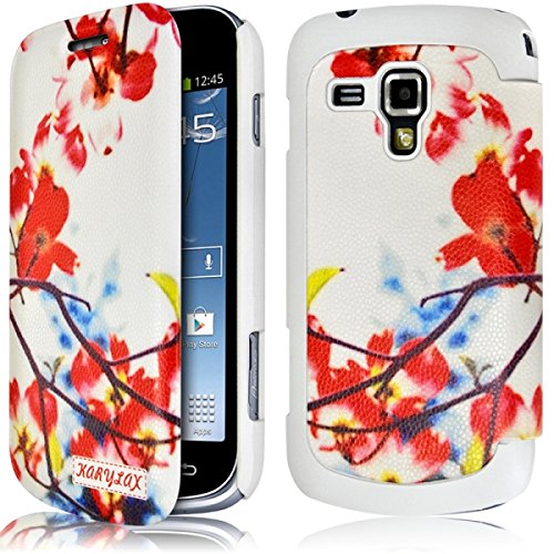 Seluxion - Coque Housse Etui à Rabat latéral et Porte-Carte pour Samsung Galaxy Trend avec Motif KJ12 + Film de Protection