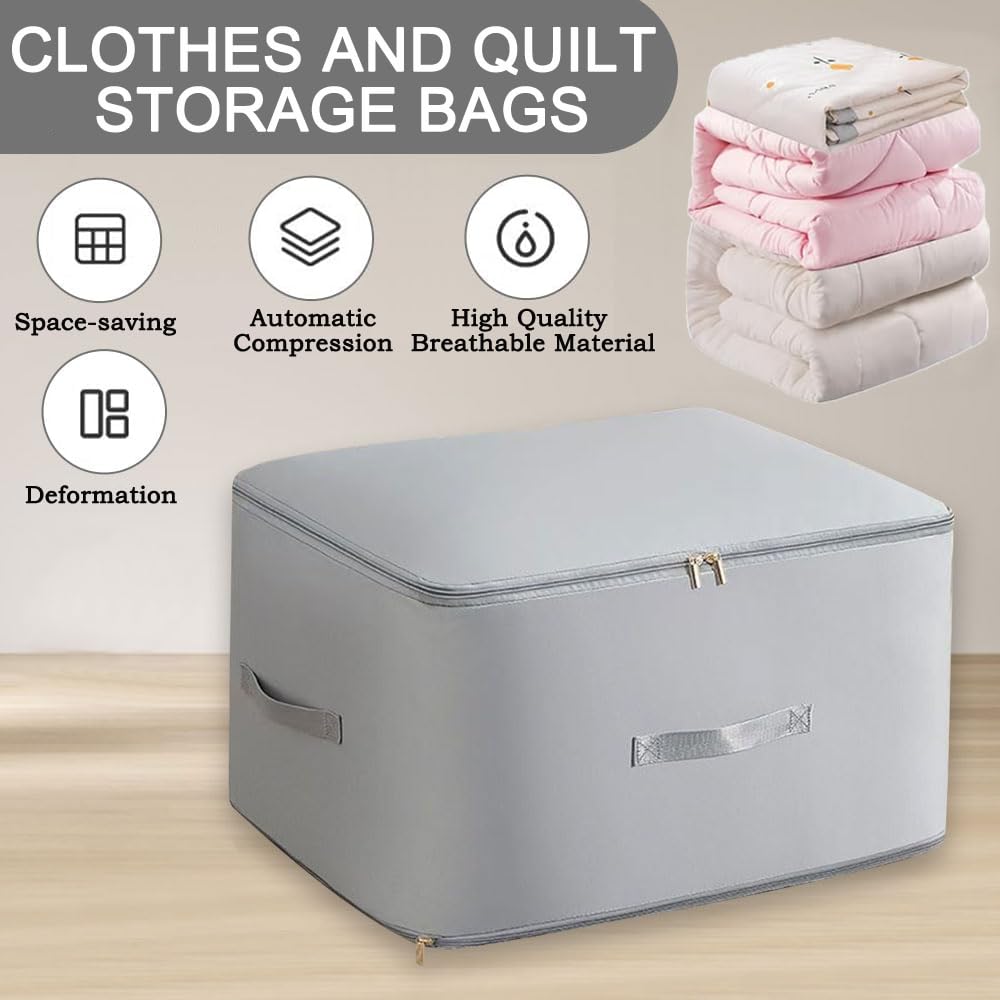 Jokisa Organiseur de compression peu encombrant, grand sac de rangement auto -compressif pour couettes, vêtements, couvertures (54 x 42 x 60 cm