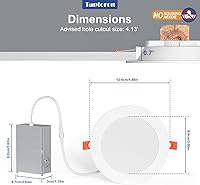 Vista 5 de Recessed Lighting 4 Inch RGBCW Color Changing Canless LED Recessed Ceiling Light with Junction Box,12W 1080LM LED Downlight Dimmable by Remote