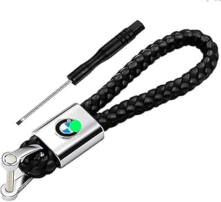 Kaber Misr 2020 - Braided Leather Car Keychain - Suitable for Car Keys - Motorcycles and Family Keys - Compatible with B // M - Black