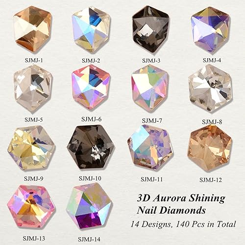 Miniatura 15 de Dijes de uñas para uñas acrílicas, 50 piezas de dijes de corazón para uñas 3D, gemas y diamantes de imitación para arte de uñas, decoración de uñas