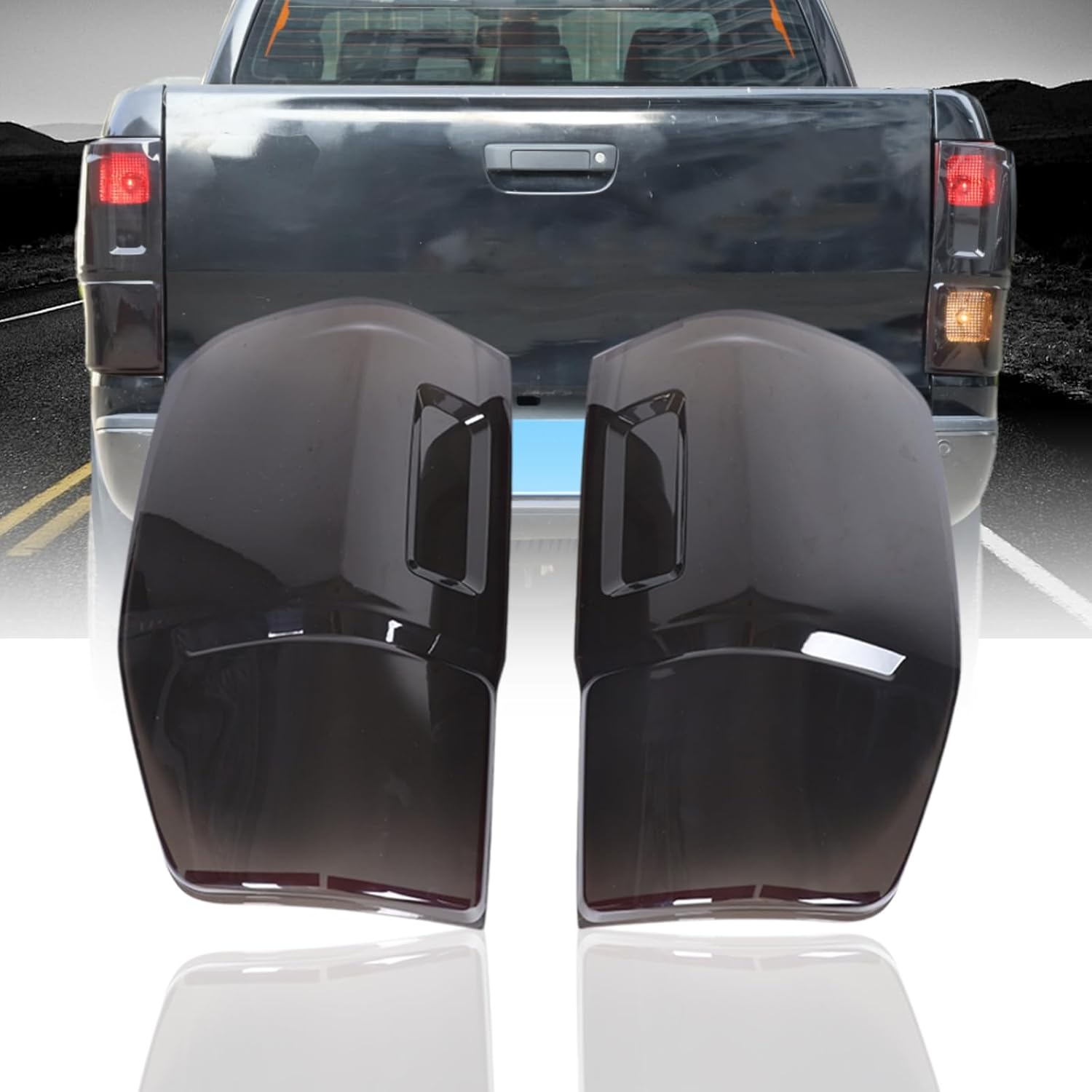 Lcojicep Car Rear Tail Light Protective Cover Trim Compatible with Ford Ranger 2015-2022 ABS Smoke Rear Tail Light Cover Tail Light Lamp Protect Cover Decorative Accessories