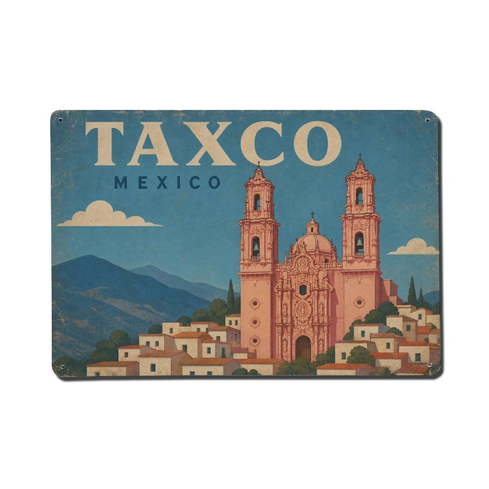 Vintage Travel Mexico Taxco Metal Tin Sign