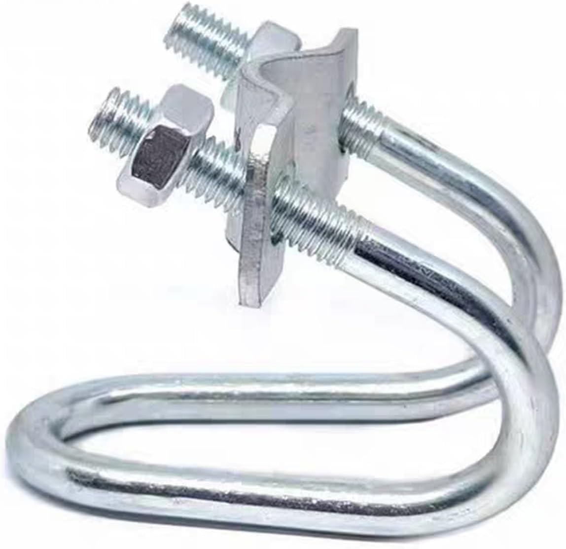 cross pipe clamps, U Bolt M8 Galvanized Double U-Cross Pipe Clamp Multiple Sizes(M8x20x60mm)