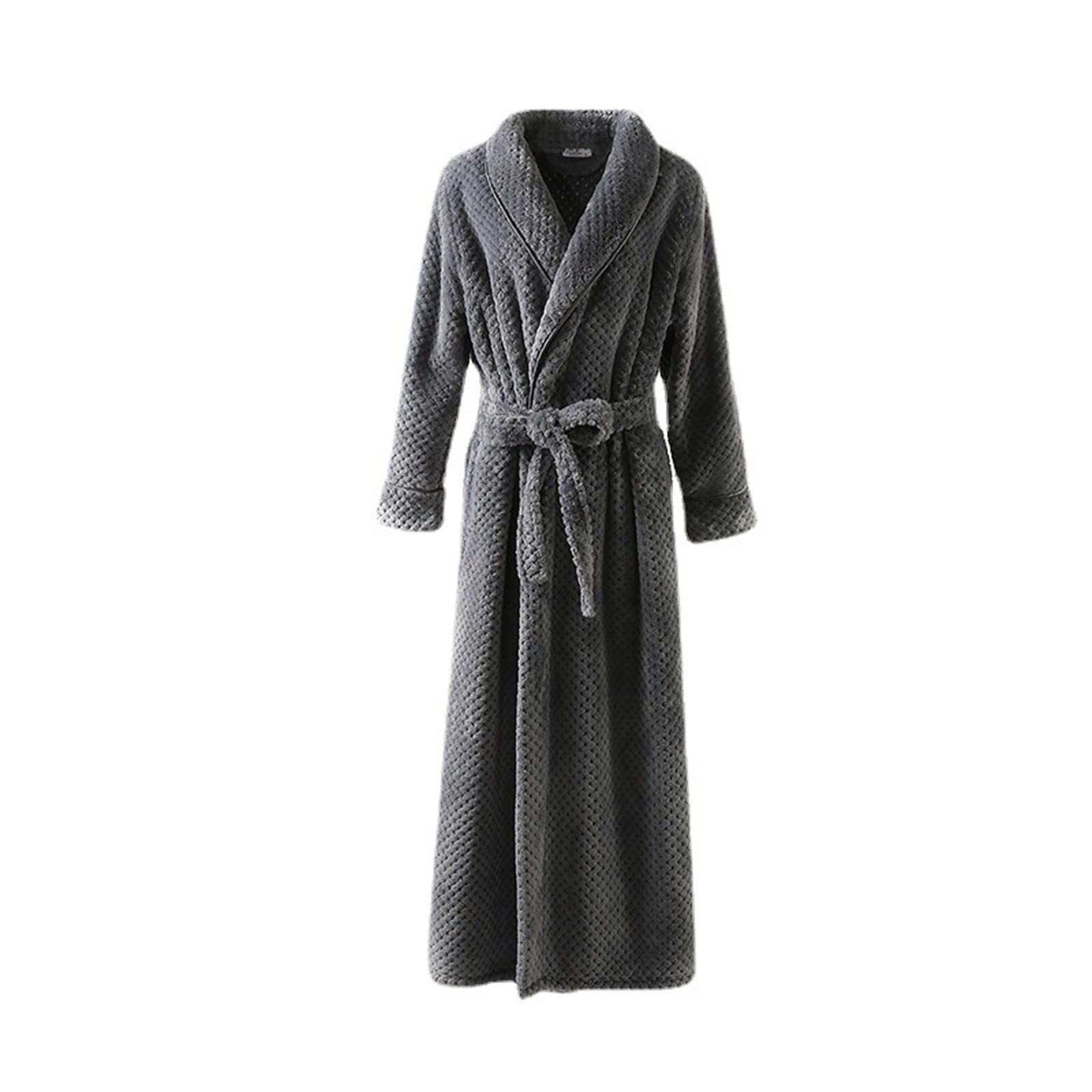 Albornoz de rizo para mujer, sin capucha, bata de algodón para sauna, albornoz largo y mullido, forro polar, suave, ropa de dormir mullida, para salón o casa