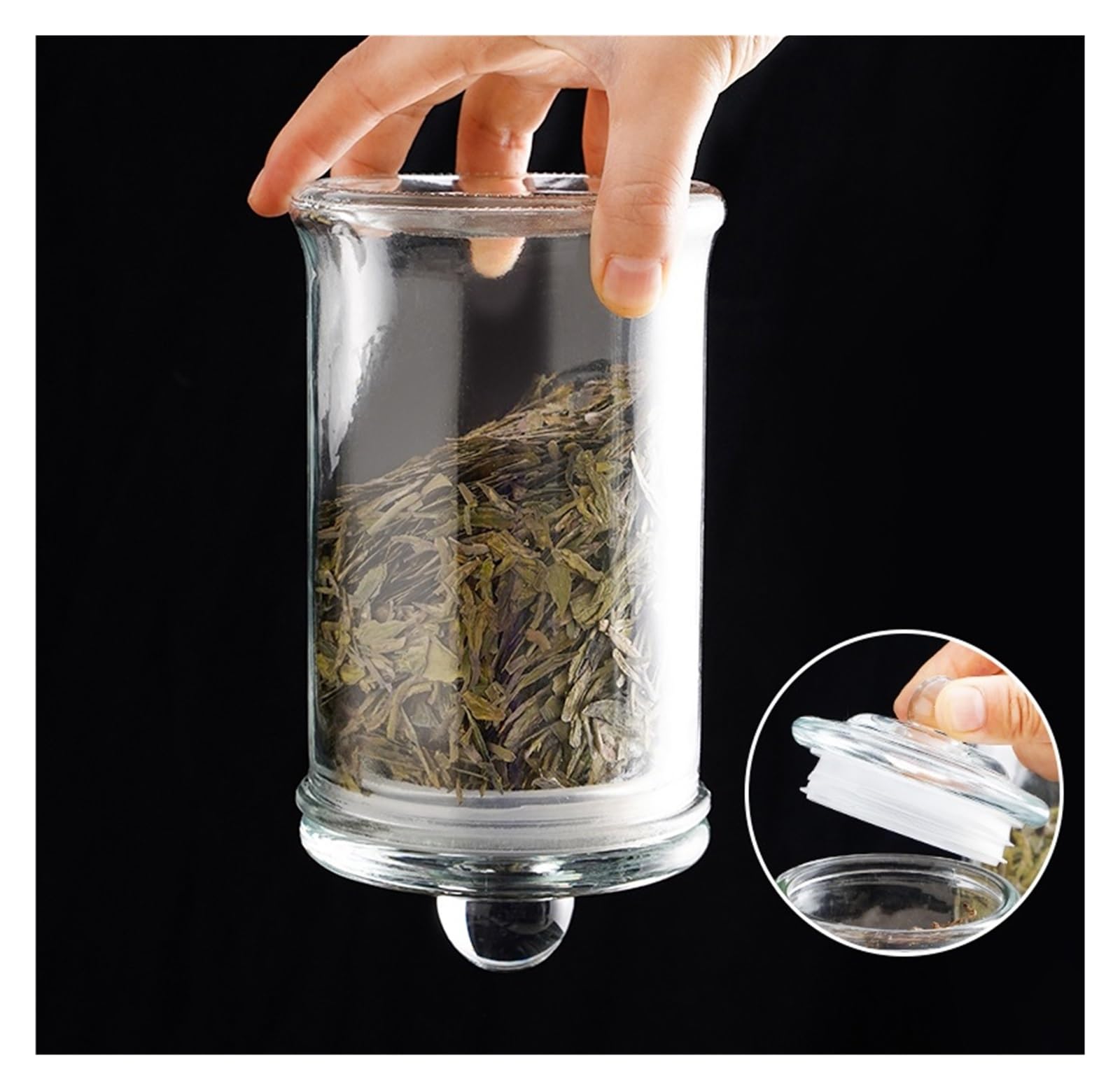 Bocal à bonbons en verre transparent, pot de stockage de bijoux de nourriture en étain portable, bouteille scellée, récipient de stockage de cuisine (Color : 370ml)
