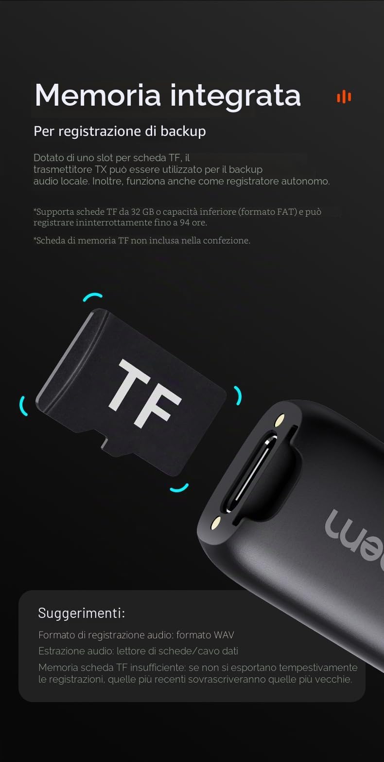 hohem MIC-01 Microfono Lavalier Wireless per iPhone iPad, certificato MFi, Telecomando, 100m (328ft), 7.5H, Plug-Play Microfono per registrare Vlog, Live Stream (2 TX + 1 RX+Custodia di ricarica)