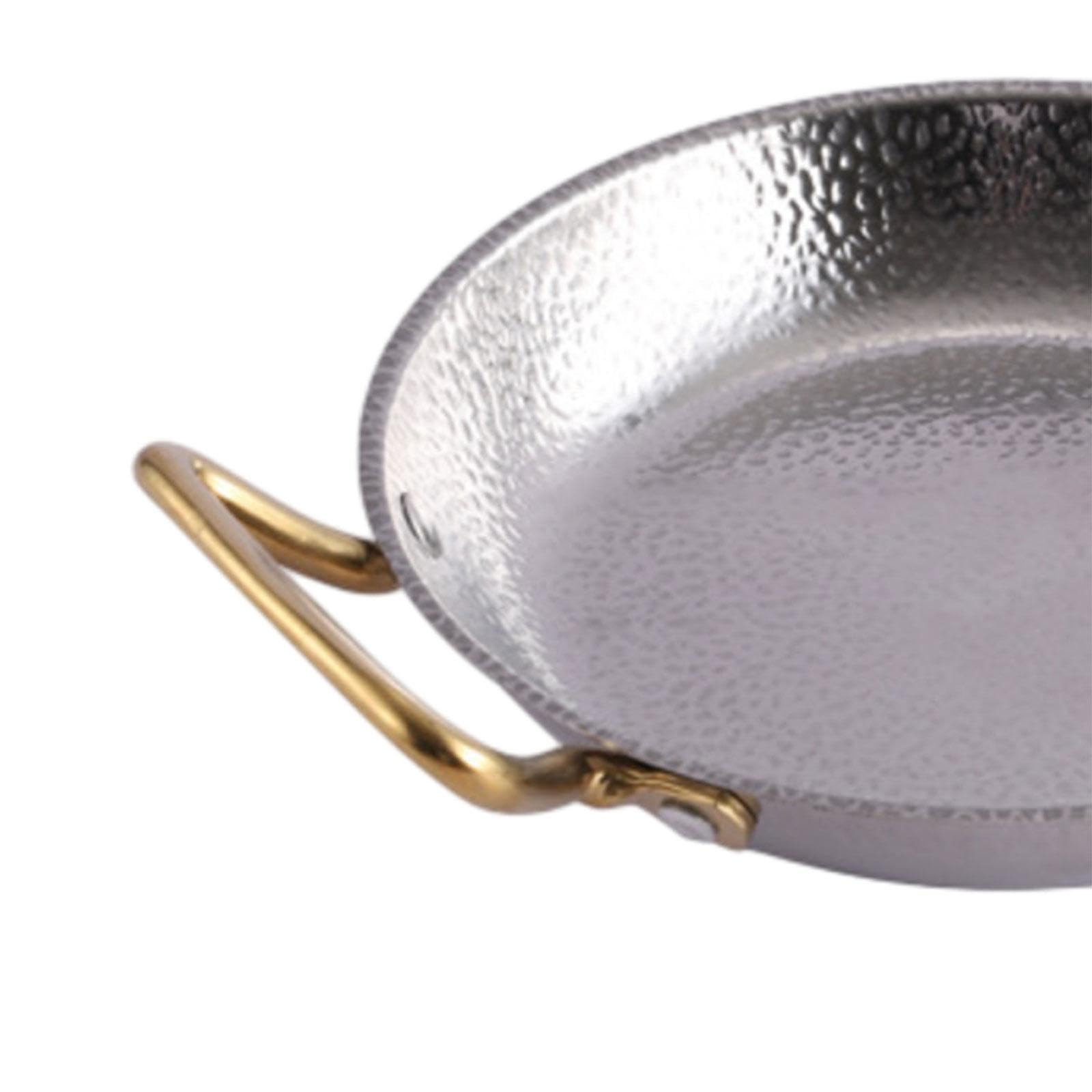 Trockene Schmorpfanne für Kimchi, Behälter mit Zwei Griffen für Suppen Und Nudeln, Polierte Und Fettabweisende Edelstahloberfläche, Ideal für, 28CM, Silber-Gold-Ohren