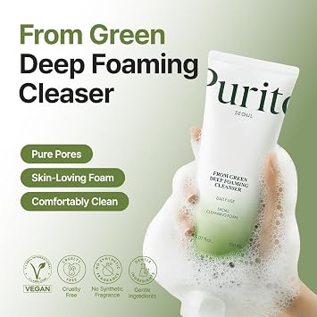 PURITO Deep Foaming Cleanser for Sensitive Skin, 5.07 fl.oz