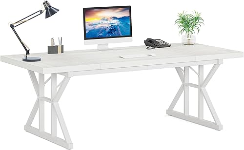 Miniatura 6 de Tribesigns Escritorio ejecutivo de 70.8 pulgadas, para computadora, laptop, moderno y simple, resistente, mesa de estudio, para escribir, muebles de