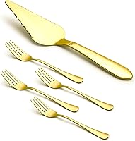 Vista 19 de Juego de Corte de Pastel para Boda, Elegante Juego de Cuchillo y Servidor de Pastel con Bordes Redondeados de Acero Inoxidable Engrosado, Cortador