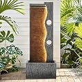 AUTODAYA 39.4" Modern Zen Faux Slate Water Fountain for Indoors or Outdoors with LED Lights, Cascading Waterfall, Tranquil Water Feature for Patio, Garden, Deck or Porch