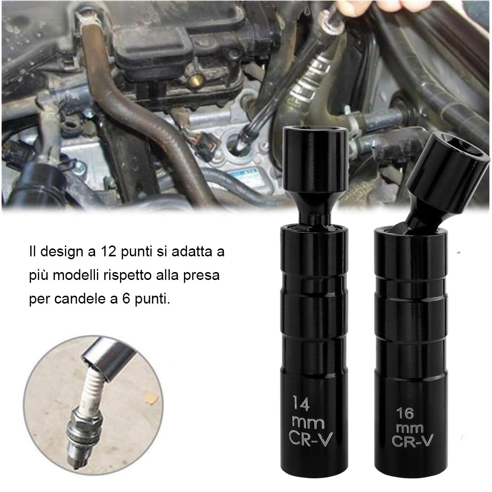 Set Chiavi Per Candele 14mm E 16mm Magnetica - Con Giunto Universale Per Auto E Moto