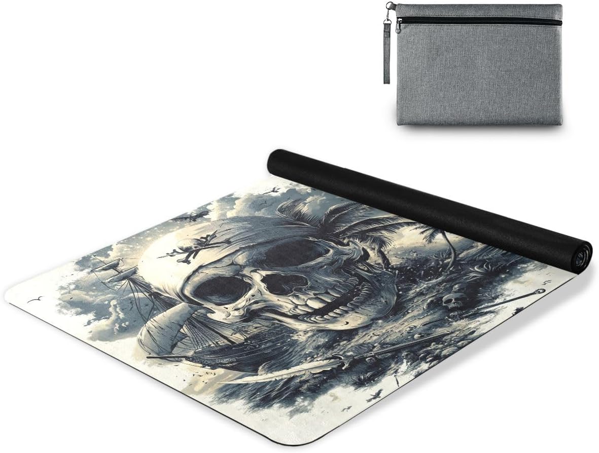 ALAZA Pirate Skulls Swords Sailing Ship Yoga Mat Non Slip Fitness Exercise Mat, Workout Mat for Yoga, Pilates and Floor Exercises