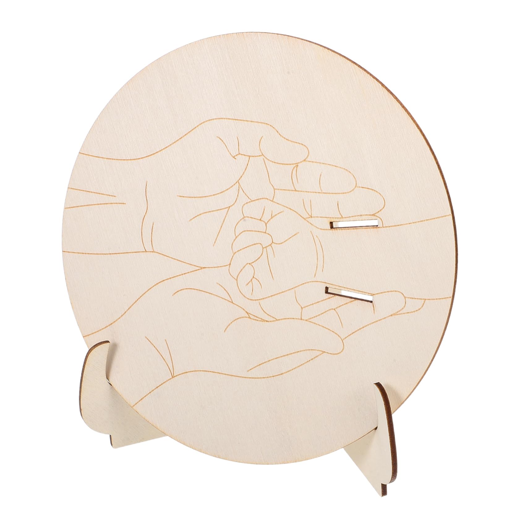 RORPOIR Hospital Baby Announcement Sign Wooden Baby Bracelet Holder with Stand Set of 2 Round Plaques for Newborn