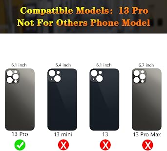 Rear Back Glass Cover Replacement Compatible with iPhone 13 Pro 6.1(Blue) | Includes professional tools, pre installed tape, installation manual