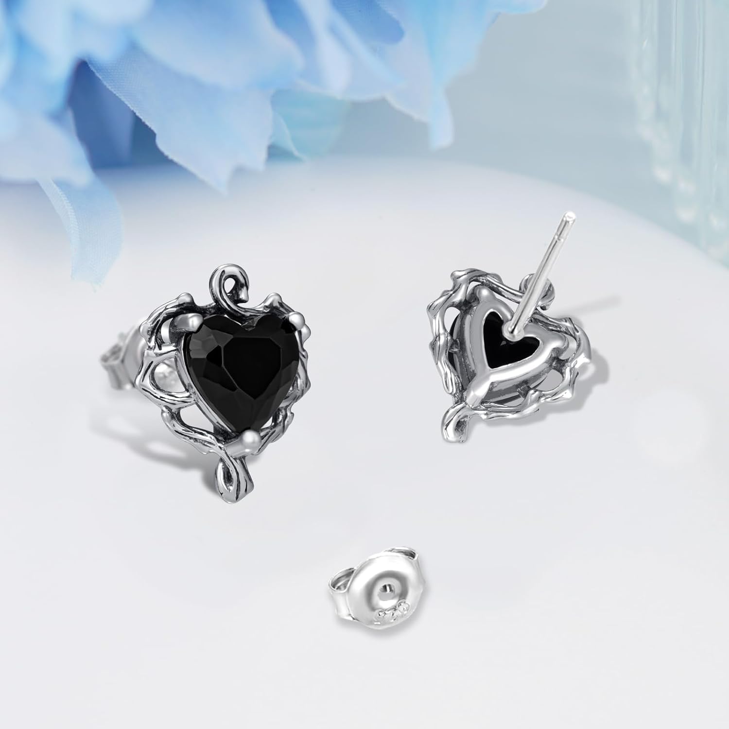 Gothic Heart/Cat/Bat/Anatomical Heart Earrings 925 Sterling Silver Goth Stud Earrings for Women Gothic Jewelry Gifts for Women - Image 3