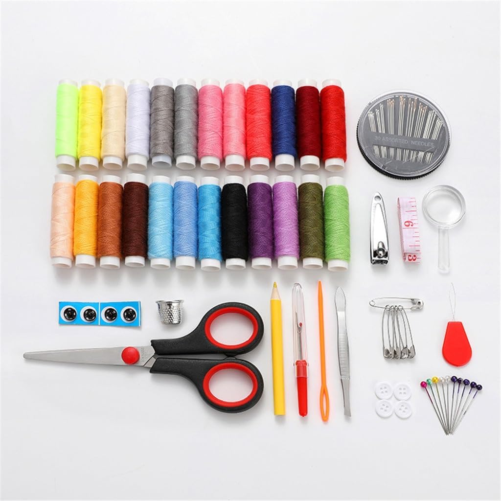 ASWRTYJO Household 24-Color Hand-Sewing Sewing Storage Box Easy to Carry Home Travel Sewing Box Sewing Repair Sewing Kit