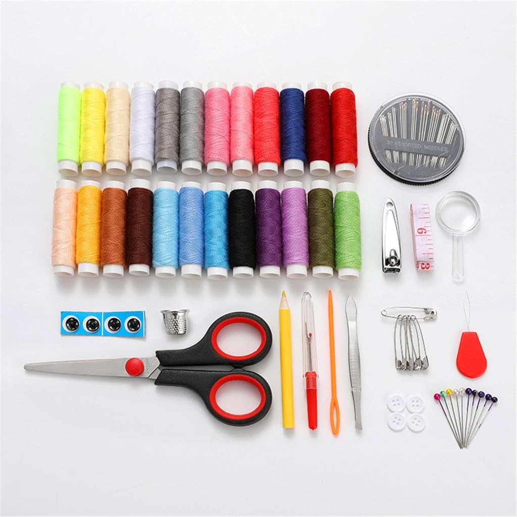 Caja de Costura para el hogar, 24 Colores, fácil de Transportar, Ideal para Viajes, reparación y Almacenamiento.