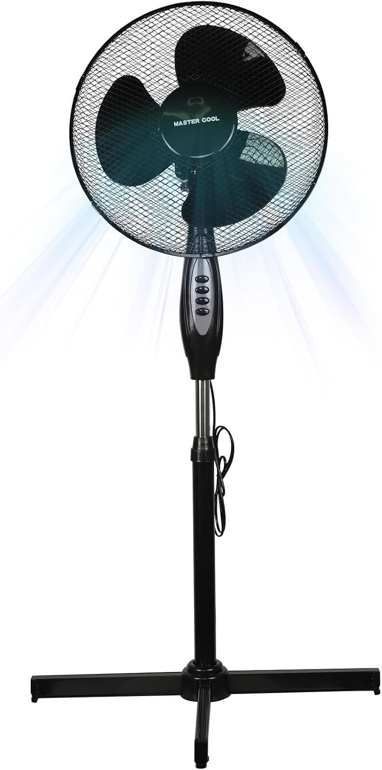 A2Z 16 Inch Pedestal Fan Oscillating Cooling Appliance with 3 Speeds | Tilt Adjustable Standing Airflow Circulator Quiet Button Controlled