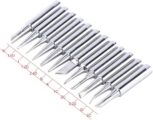 Miniatura 3 de 12 Uds 900M-T Plata Cobre Recubrimiento Hierro Puntas con Estaño y Hierro Doble Plating para 936 937 938 969 8586 852D Estaciones de Soldadura