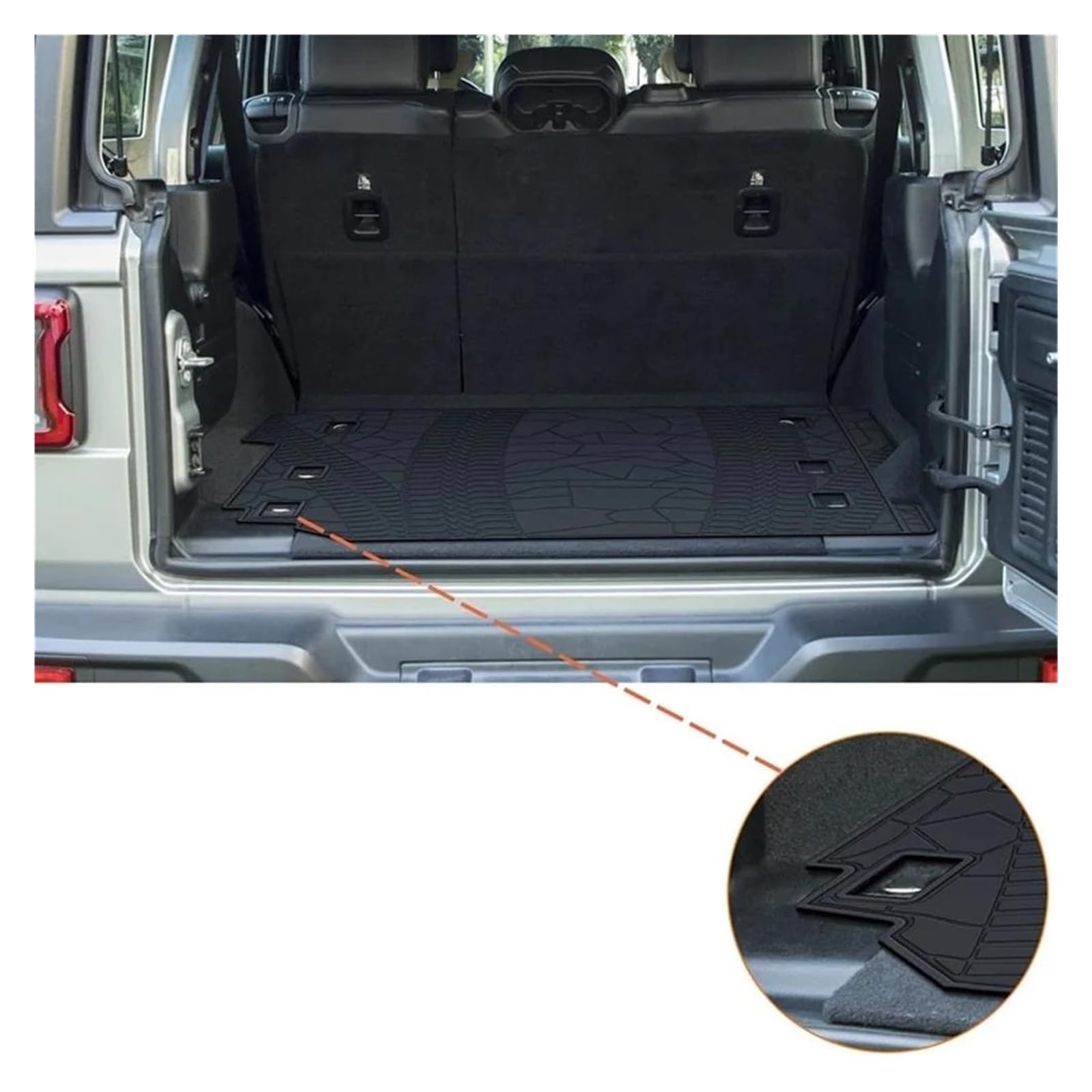 Auto Kofferraummatte Für Jeep Für Wrangler Für JL Für Unlimited Für Sport Für Sahara Freedom Rubicon Für ANX 2018-2022 Cargo Matten Geruchlose Gummi 4 Tür Stamm Matten rutschfest Kofferraumwanne