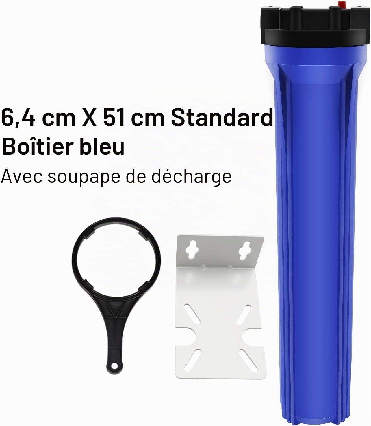 Geekpure Boîtier de filtre à eau pour toute la maison de couleur bleue – Convient pour les filtres de 6,3 x 50,8 cm – Port en plastique NPT d'entrée/sortie de 1,9 cm