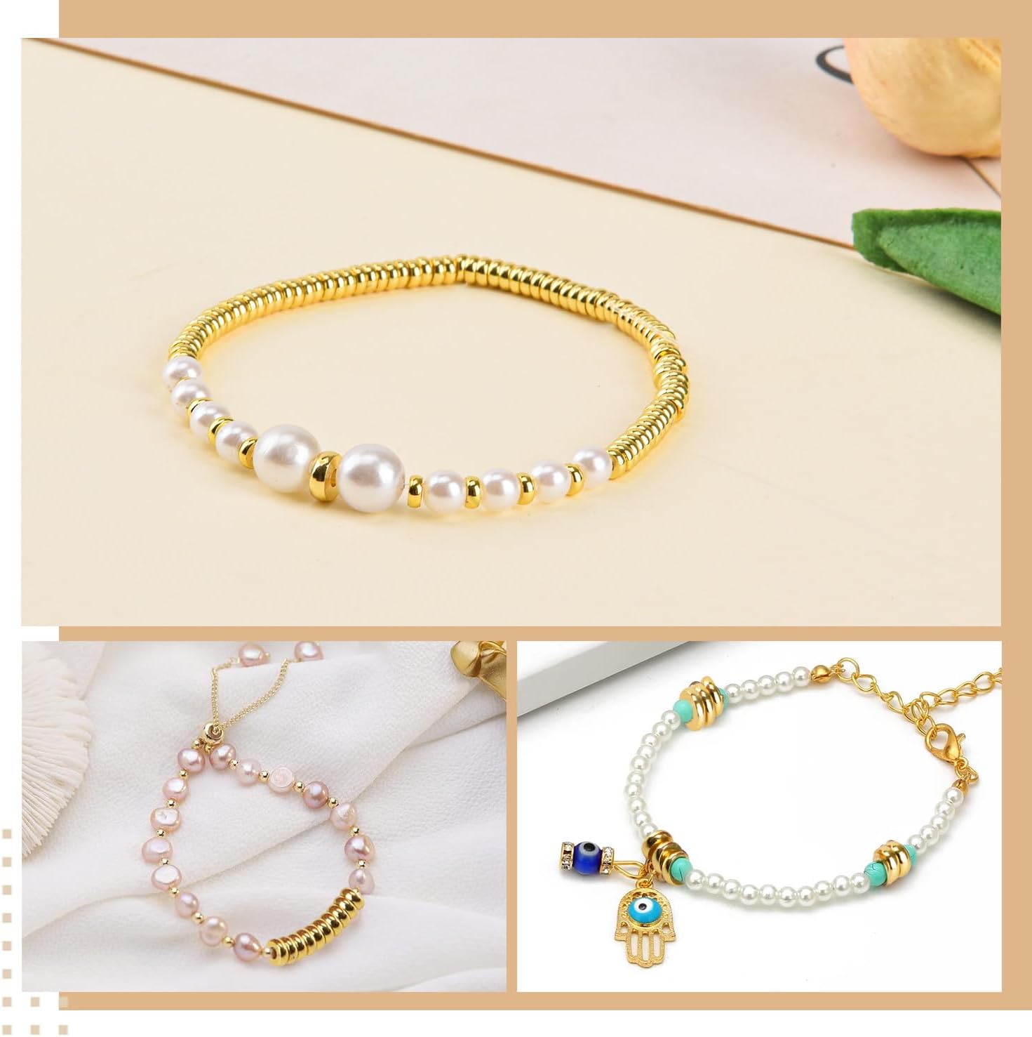 300Pcs 18K Gold Filled Flat Round Spacer Beads, Tiny Rondelle Coin Disc Loose Beads for Jewelry Findings Making, Small Handmade Beads for DIY Bracelet Necklace Earring Bulk Making Supply (3mmGold) - Image 7