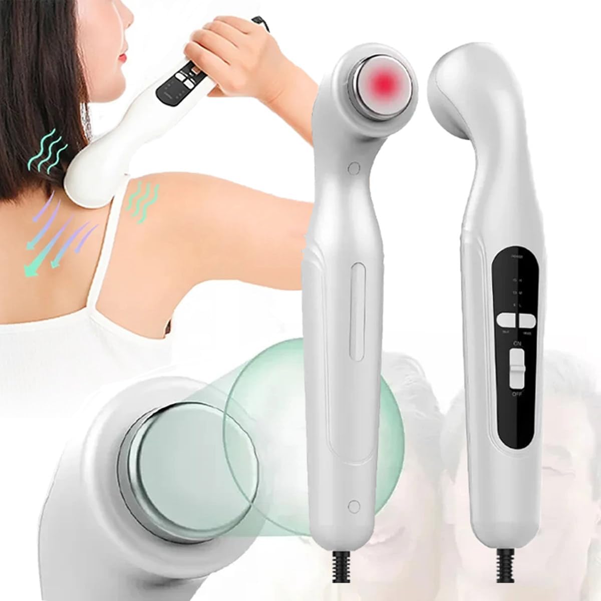 Kaxilu Therapeutic Physiotherapy Equipment Ultrasound Machine, for Body Pain Relief Deep Muscle Massager Adult,15 Minute Smart Timing, 3 Gears Adjustable, Effective Radiation Area: 4cm²