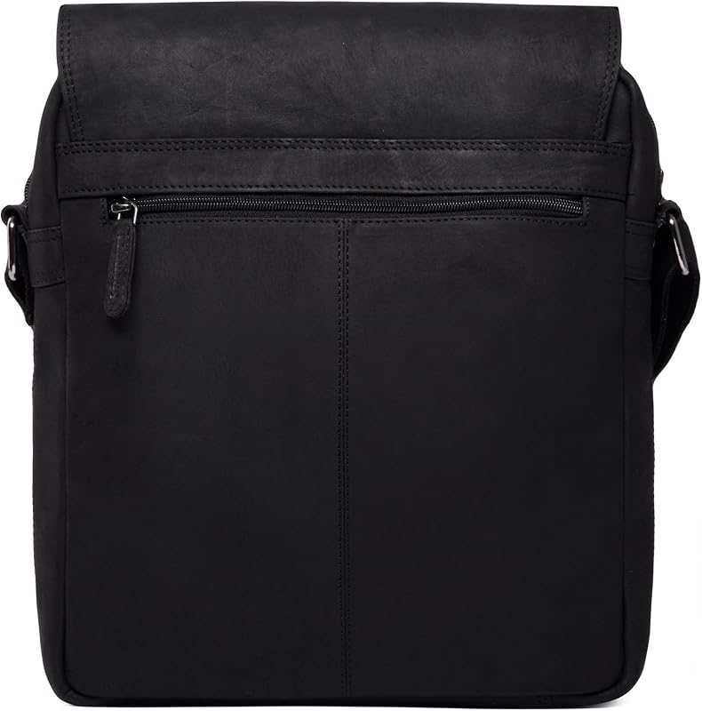 LEABAGS Amsterdam Unisex Válltáska Valódi Bivalybőrből, Vintage Megjelenés, Mágneszáras, Tágas Belső Terekkel - Fekete