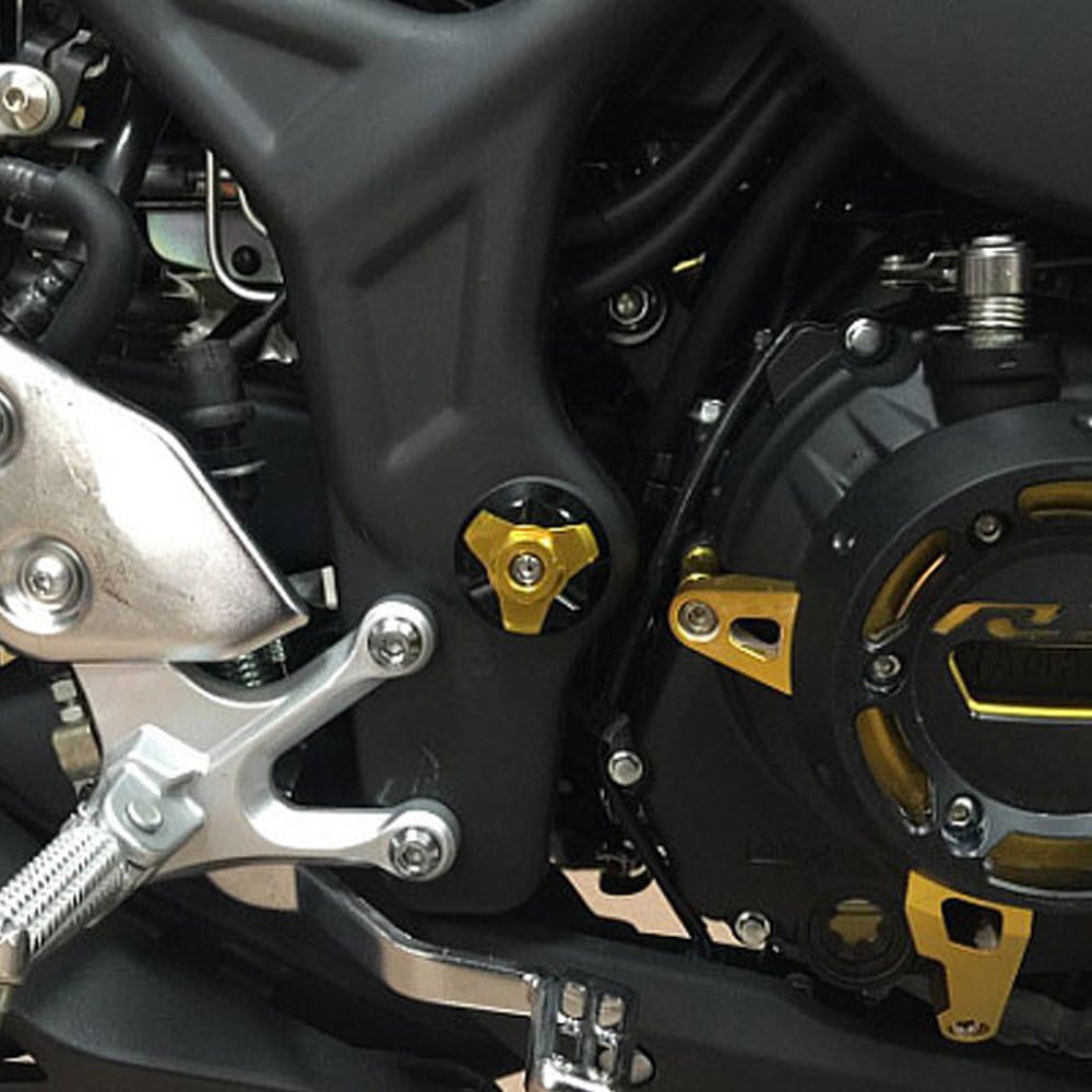 EasyGO Motorcycle Accessories CNC Aluminum Frame Hole Cap Carved Decorative Cover Plug for Kawasaki Ninja 300 Ninja 300R 2013-2016 (Green)