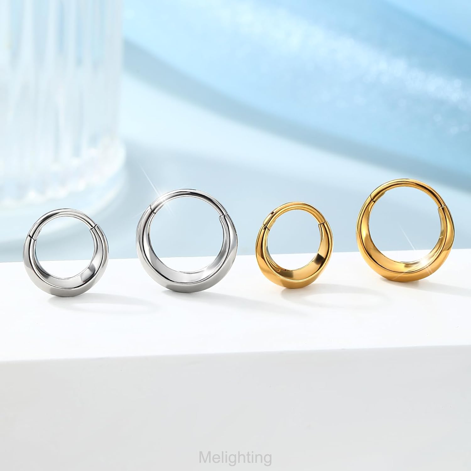 Melighting 16G Septum Ring Stainless Steel 316L Daith Piercing Jewelry 8/10 mm Helix Stud Septum Clicker for Women - Image 6