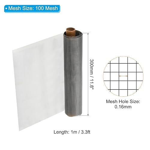 Miniatura 8 de PATIKIL Pantalla de malla de alambre de acero inoxidable 304, filtro de ventilación tejido de malla de 200 mallas duras y resistentes al calor,