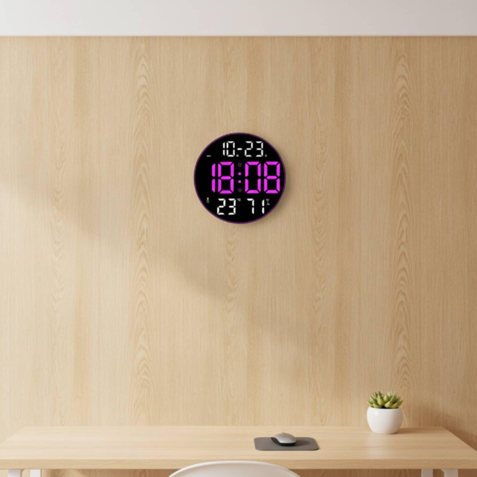 KESOTO Orologio da Parete Digitale Orologio Orologio da Muro Orologio Moderno con Schermo LED Definito Cifre Extra Grandi Data Temperatura Umidità Profilo, Azzurro