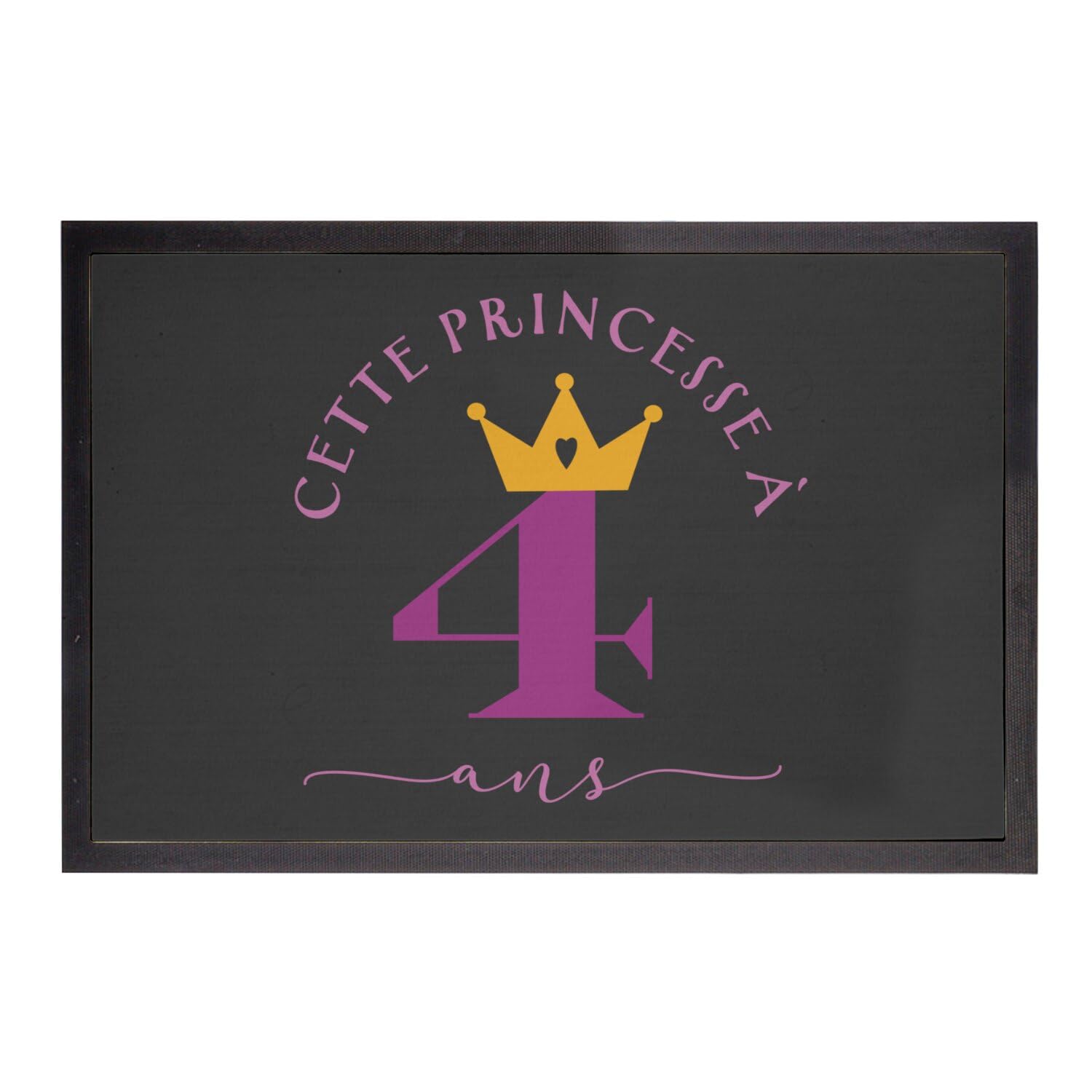 Paillasson Noir Princesse 4 Ans Tapis Entrée Enfant Déco Anniversaire 75x50